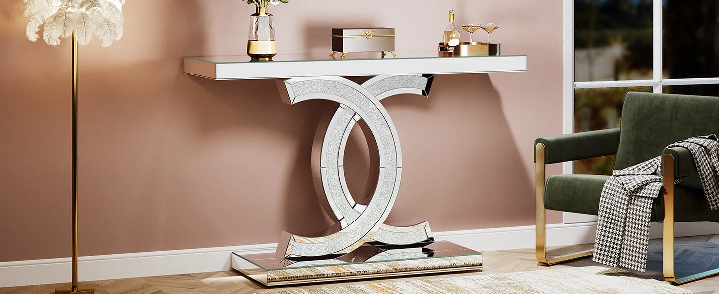 Gold Faux Marble Console