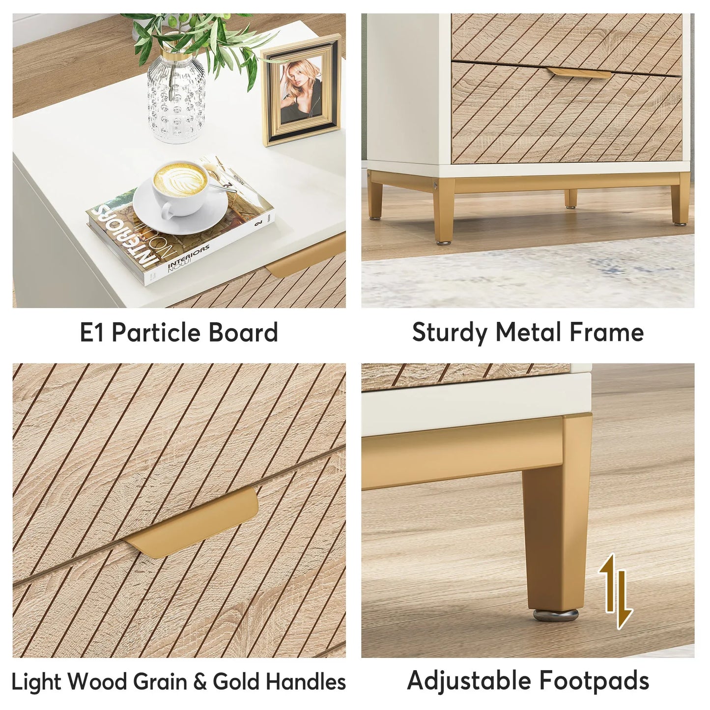 White & Gold Nightstand