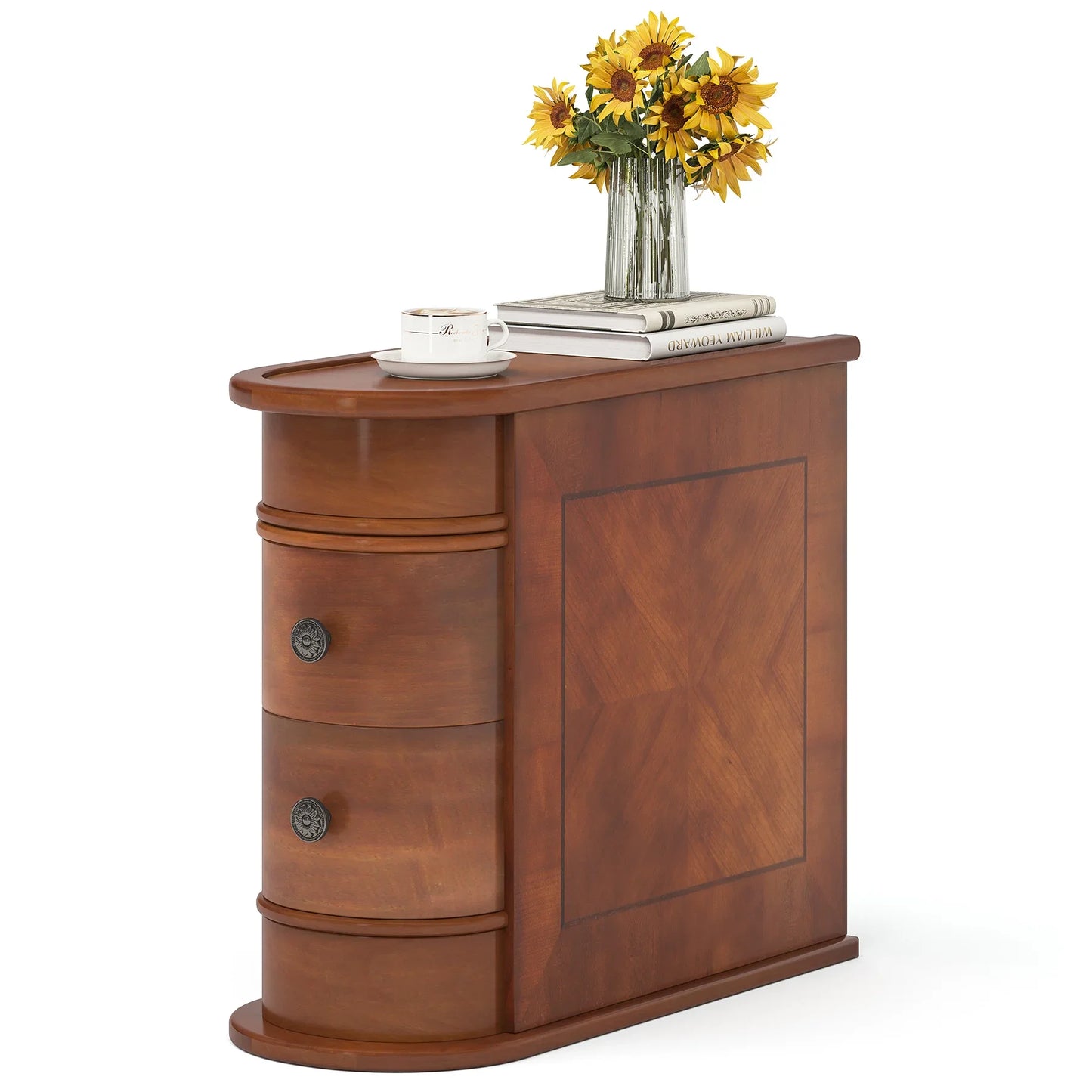 Round Solid Wood End Table