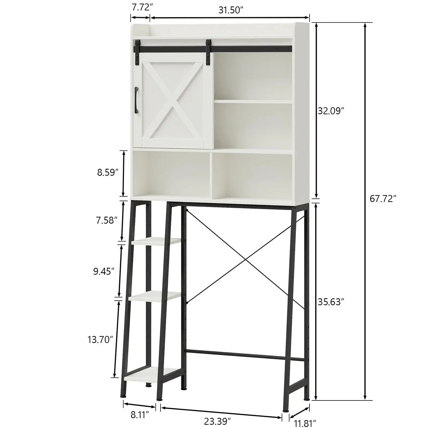 Over The Toilet Storage Cabinet with Sliding Barn Door