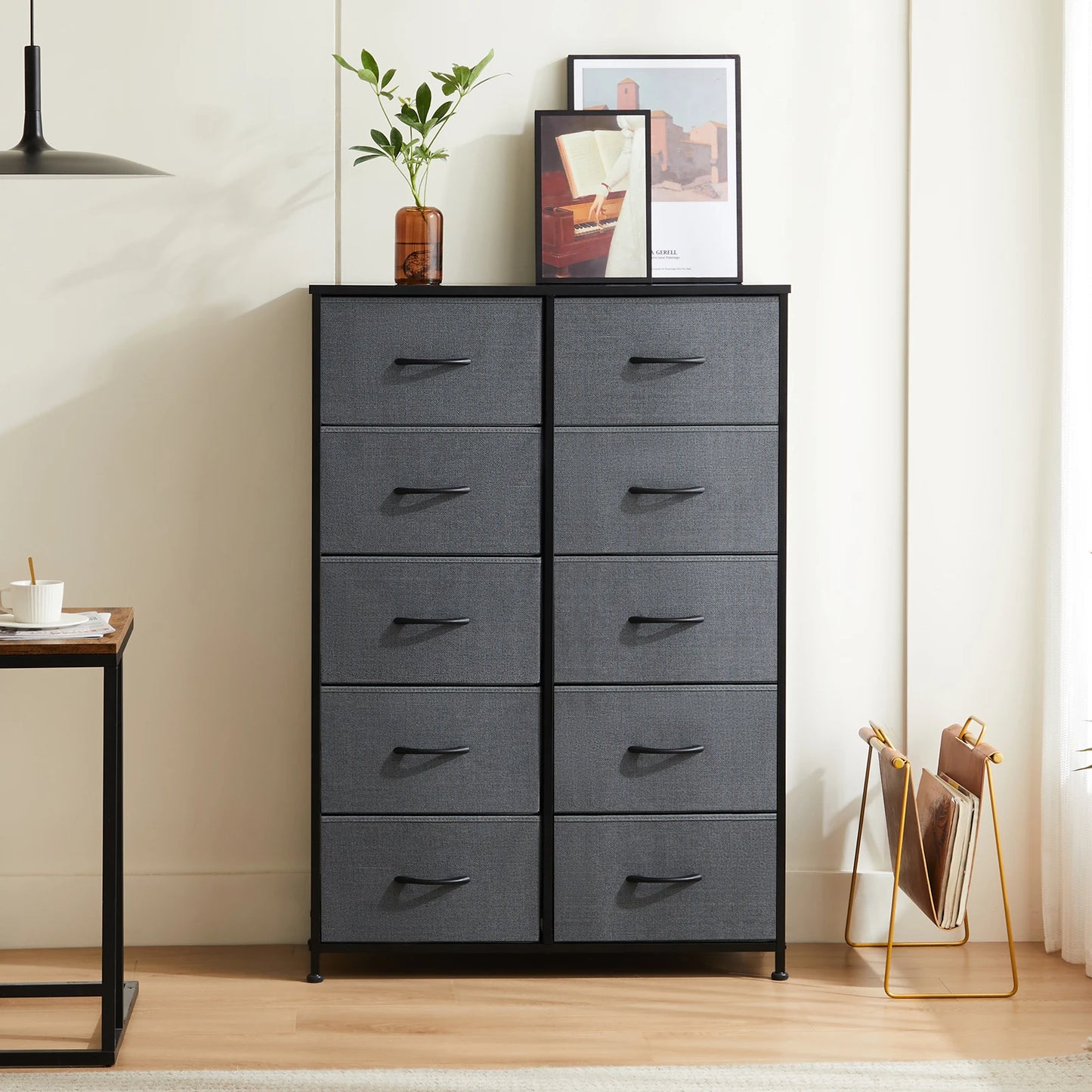 10-Drawer Bedside Table with Fabric Drawers