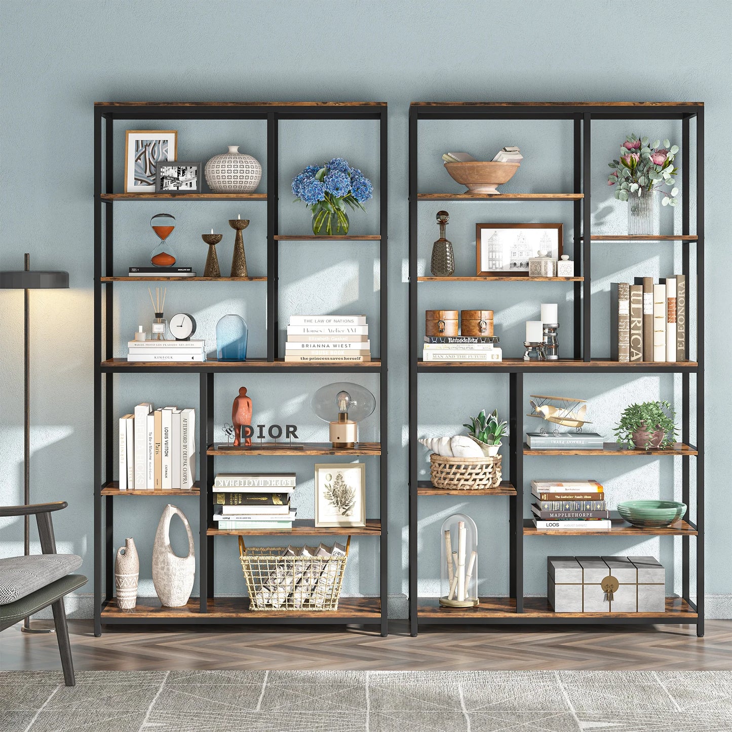 Staggered 8‑Tier Bookcase