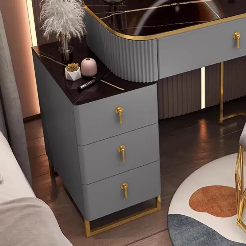 Classic Elegant Vanity Table – Luxury Nordic Makeup Desk with Mirror & Stool