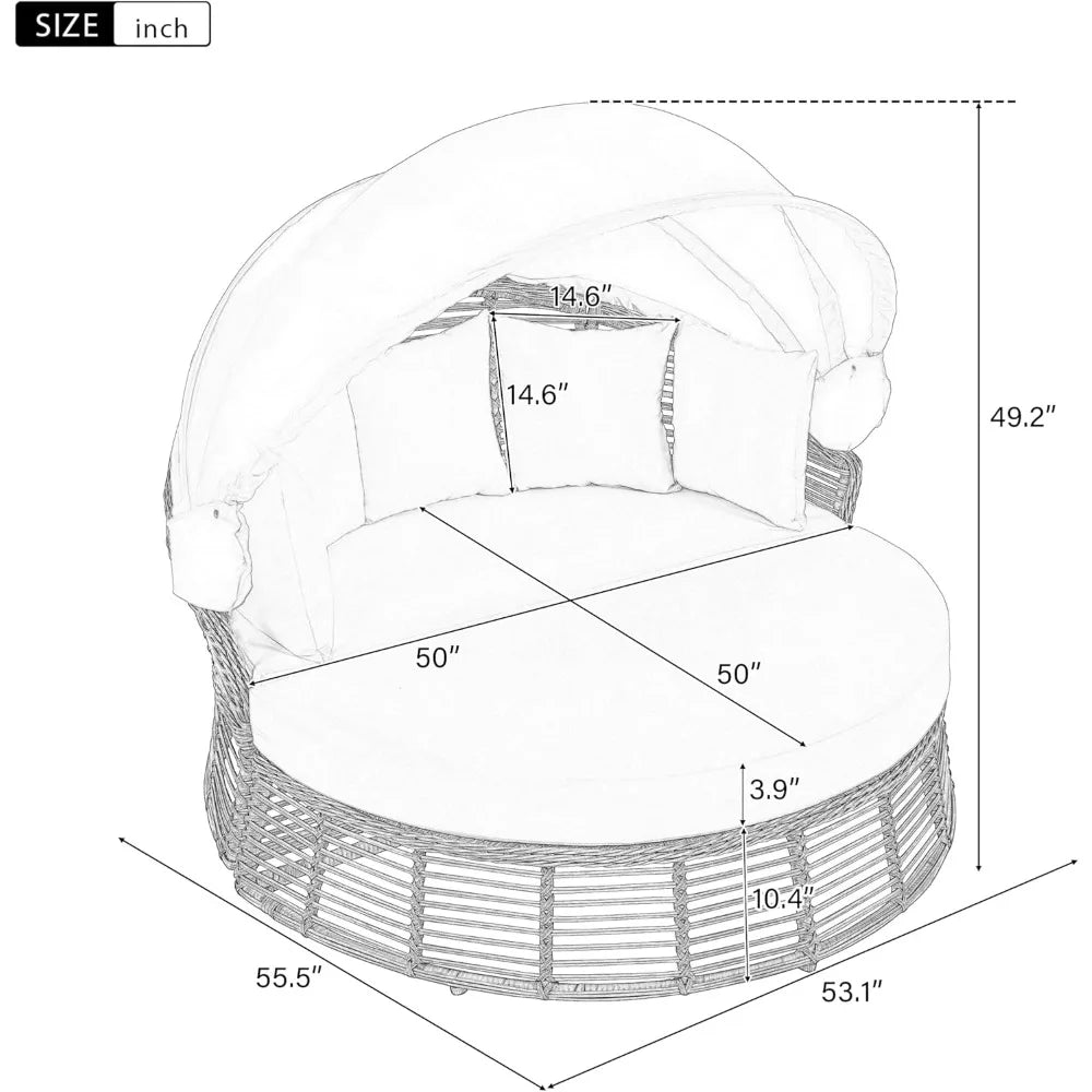 Rattan Round Daybed