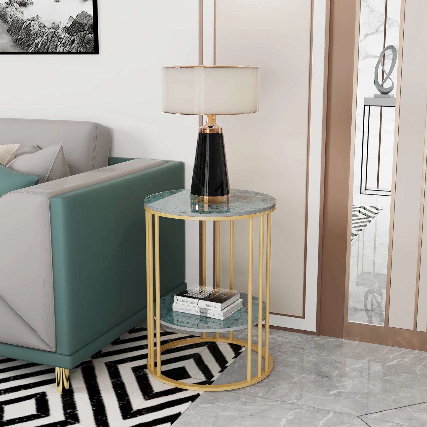Round Marble Coffee Side Table