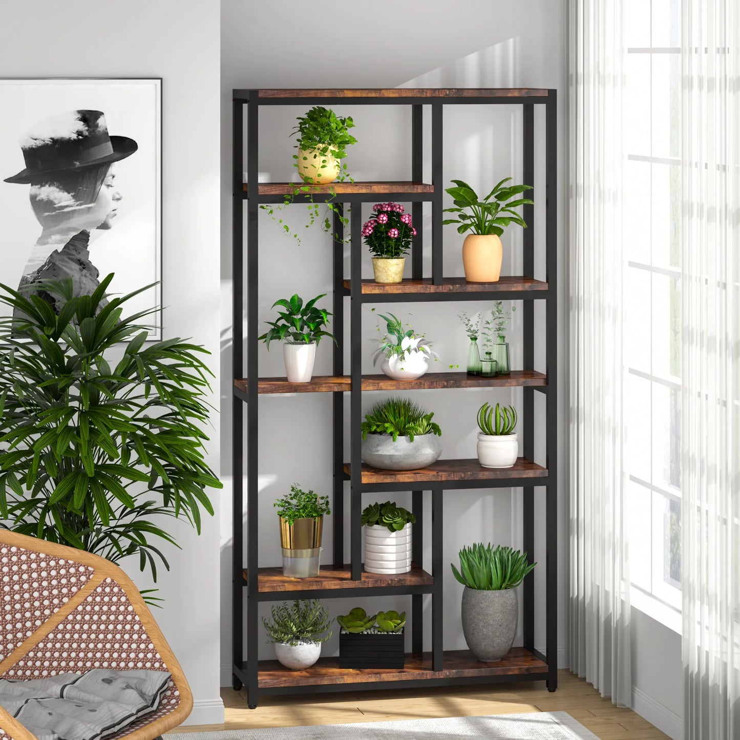 Staggered 8‑Tier Bookcase
