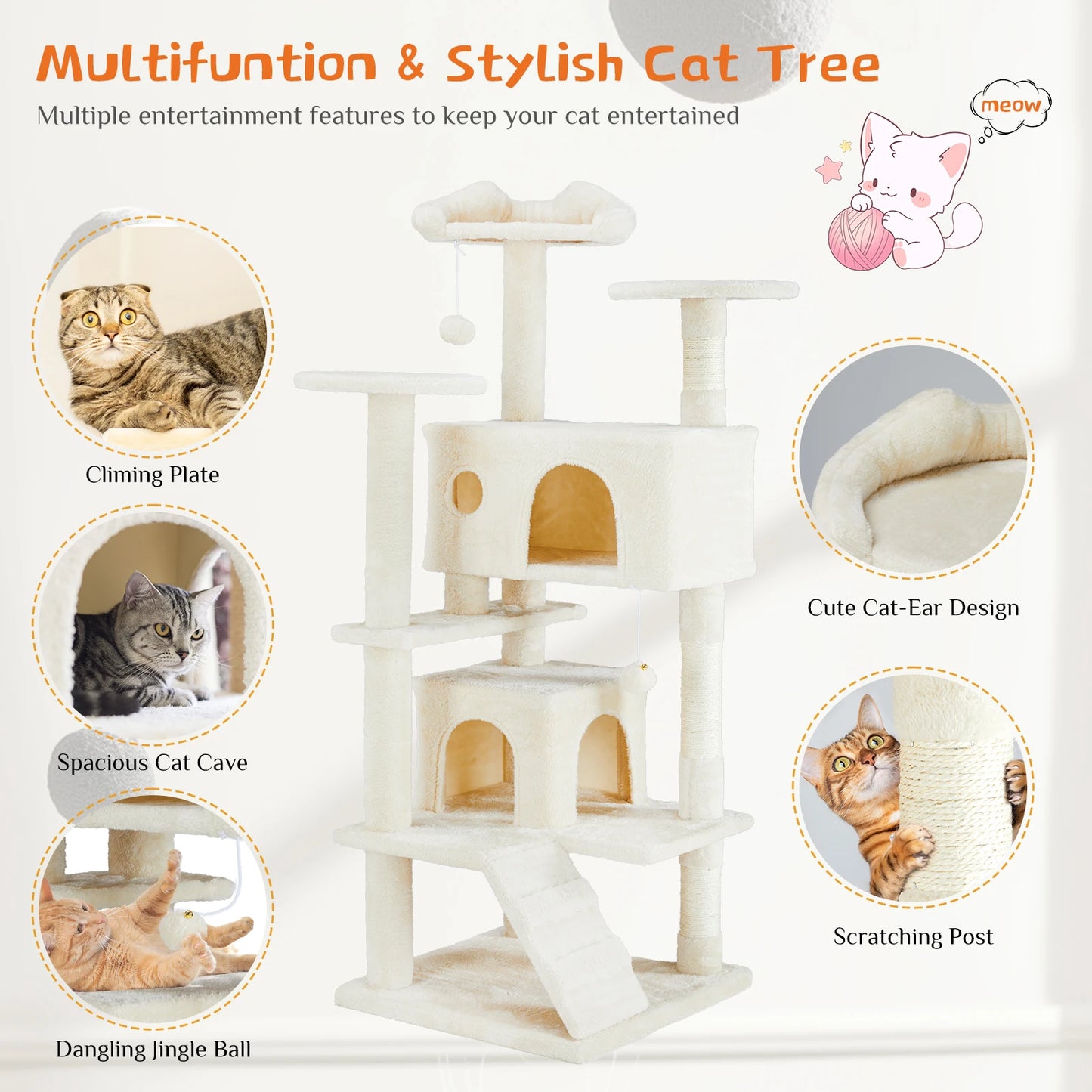 54in Tall Multi-Level Cat Tree