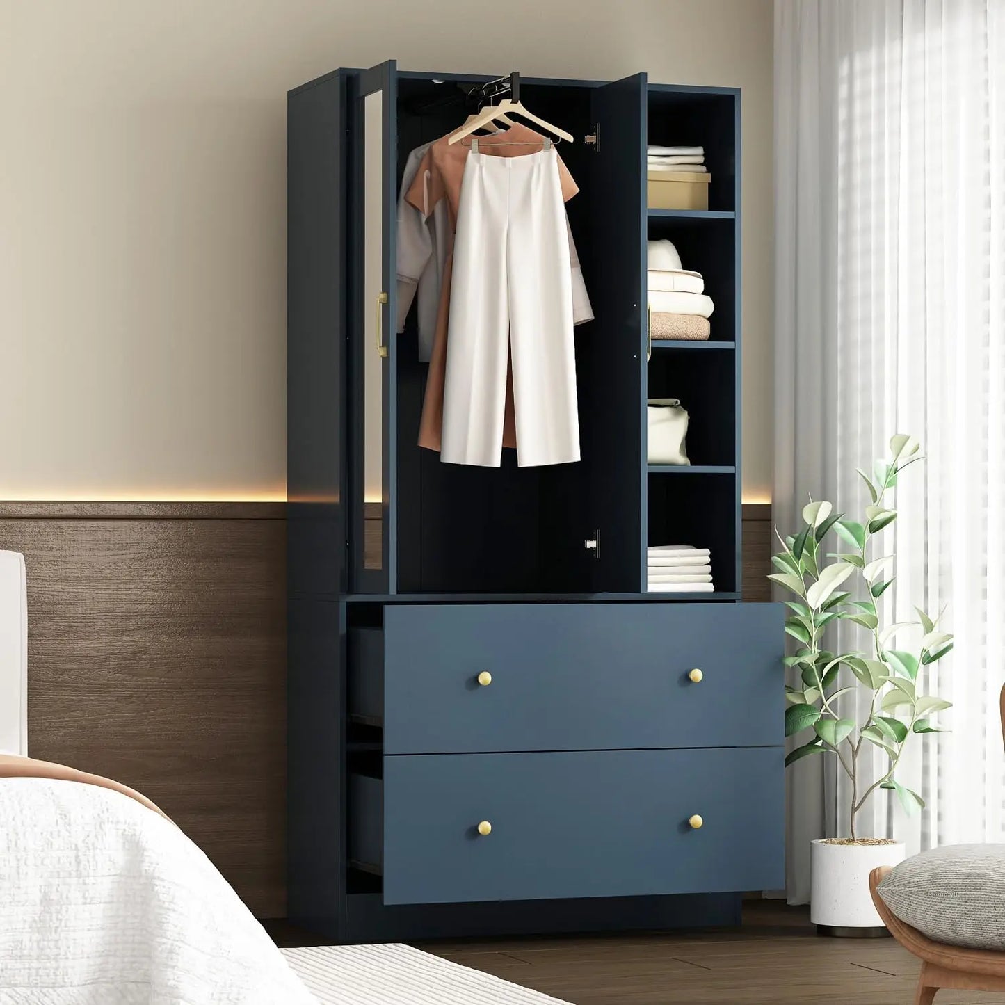 Navy Blue Storage Armoire