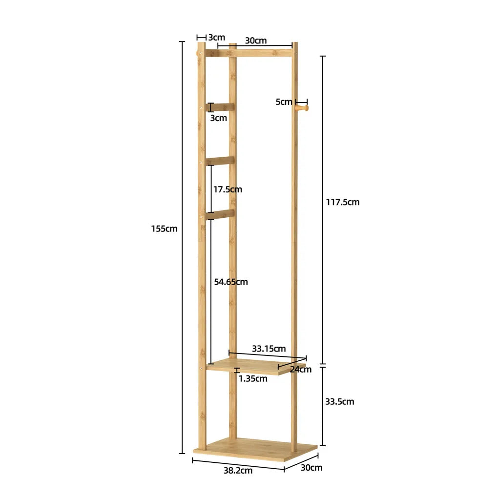 Bamboo Coat and Shoe Organizer Rack