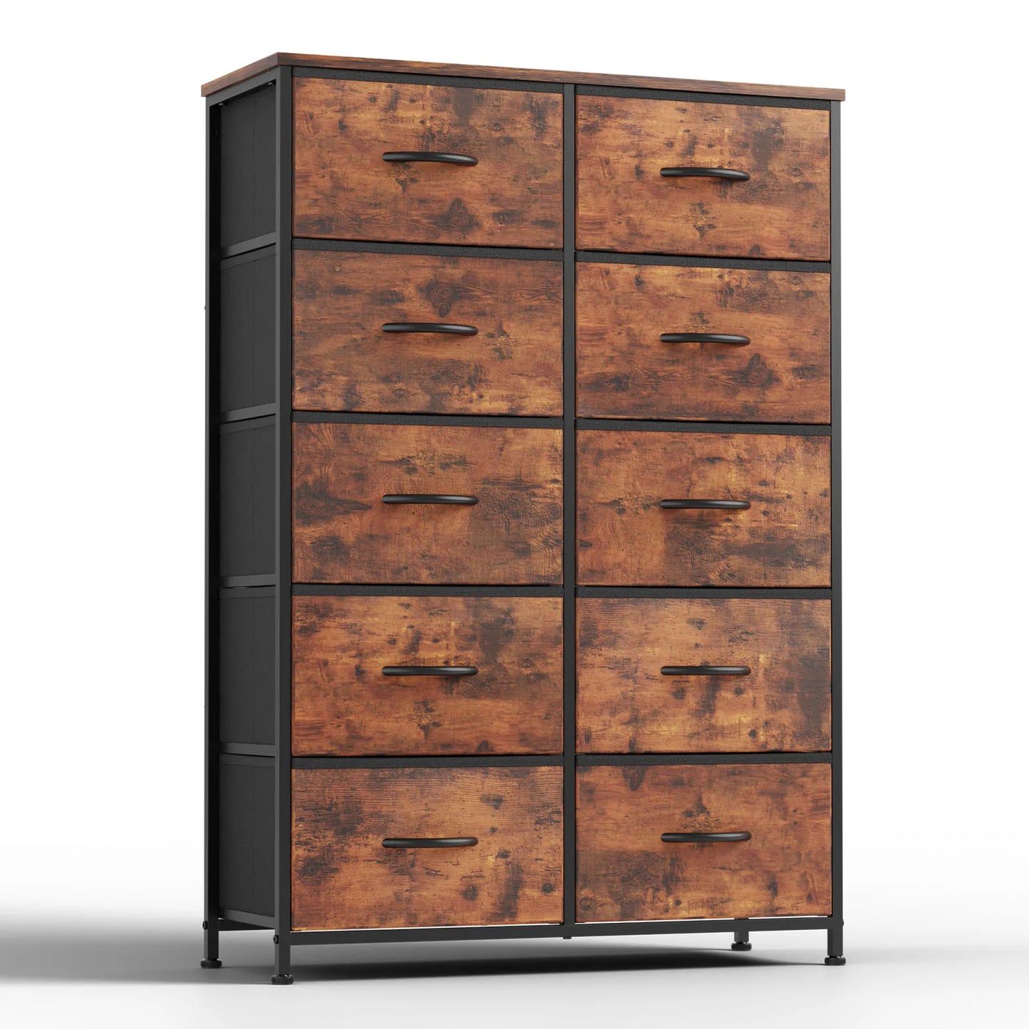 10-Drawer Bedside Table with Fabric Drawers