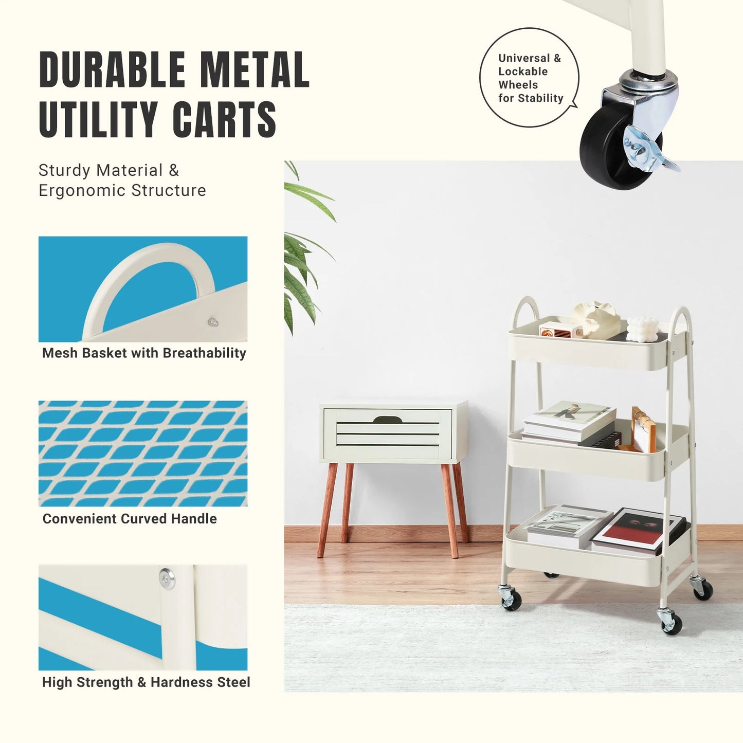 3 Tier Metal Cart