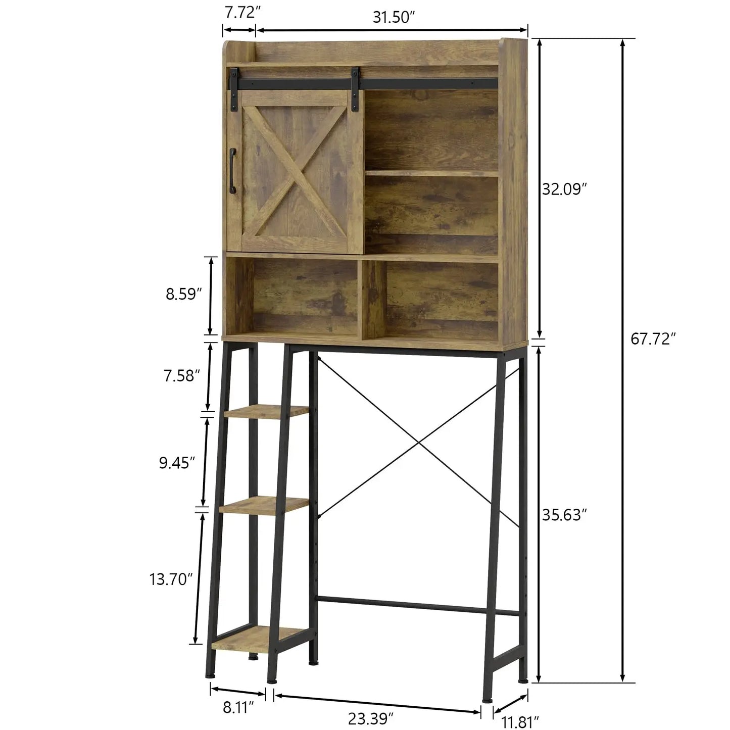 Over The Toilet Storage Cabinet with Sliding Barn Door