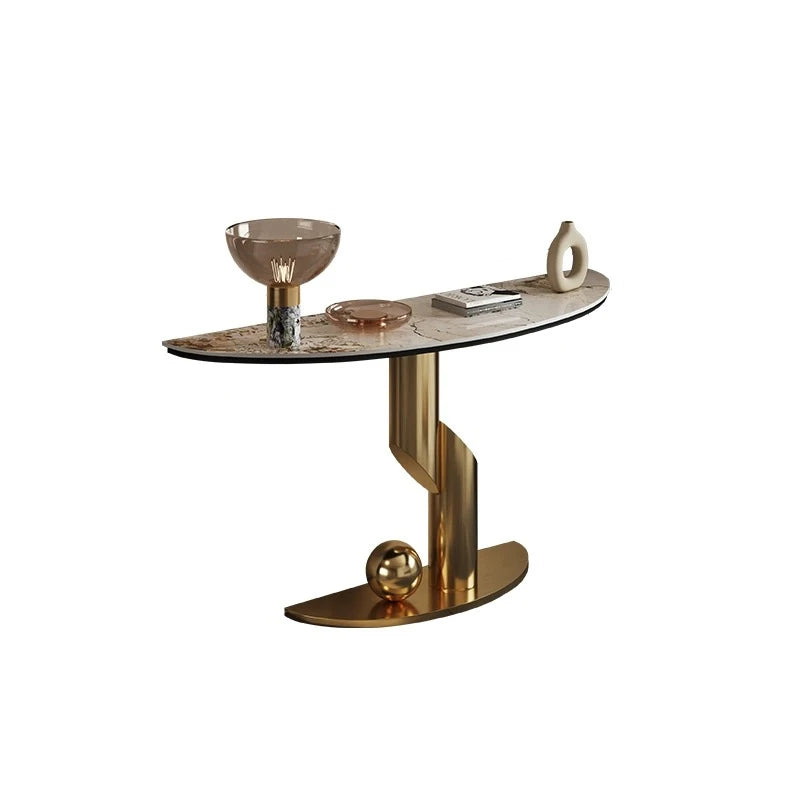 Modern Luxury Corner Console Table – Mid Century Metal Entryway Table for Hallway and Living Room