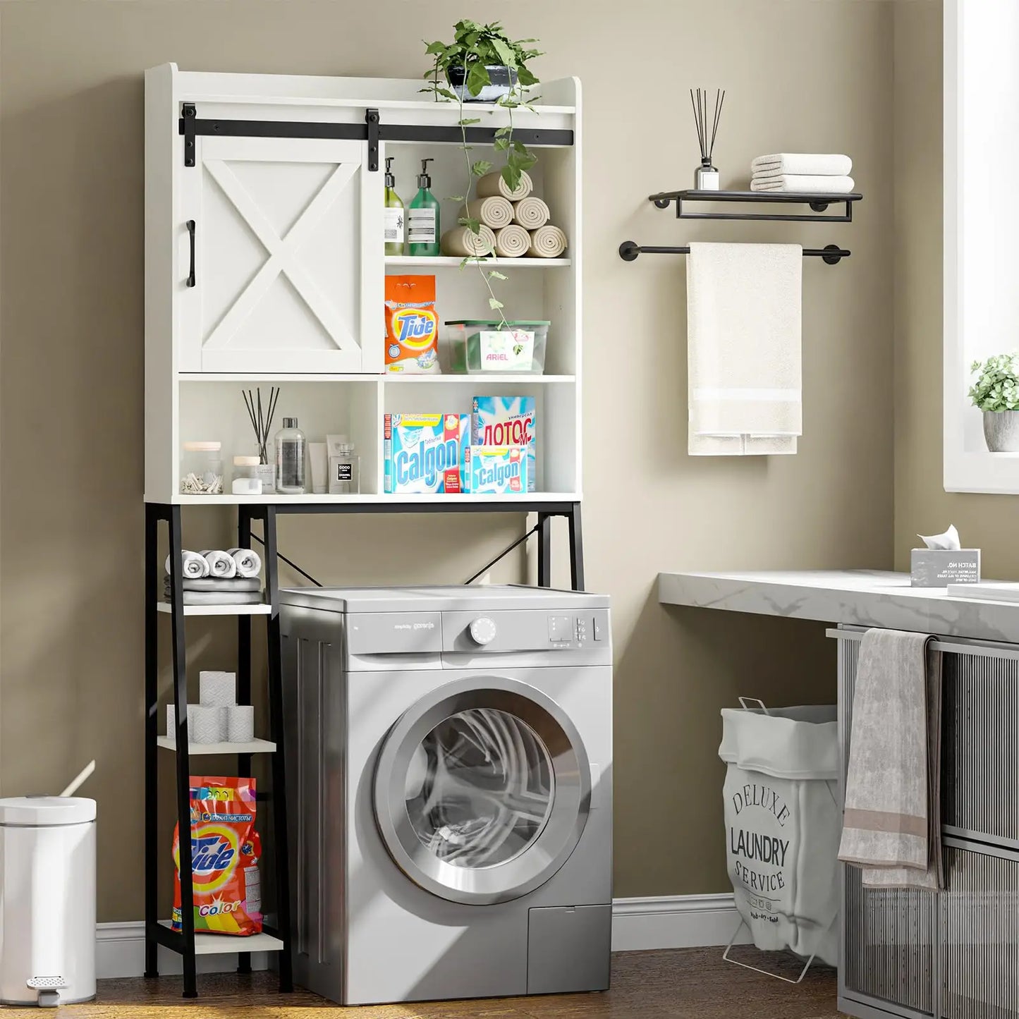 Over The Toilet Storage Cabinet with Sliding Barn Door