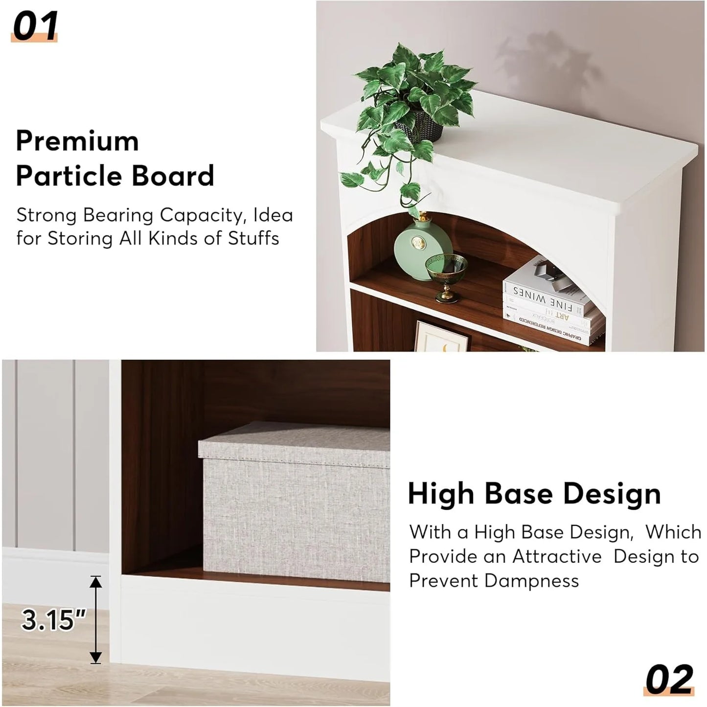 Tall White 5-Shelf Bookcase