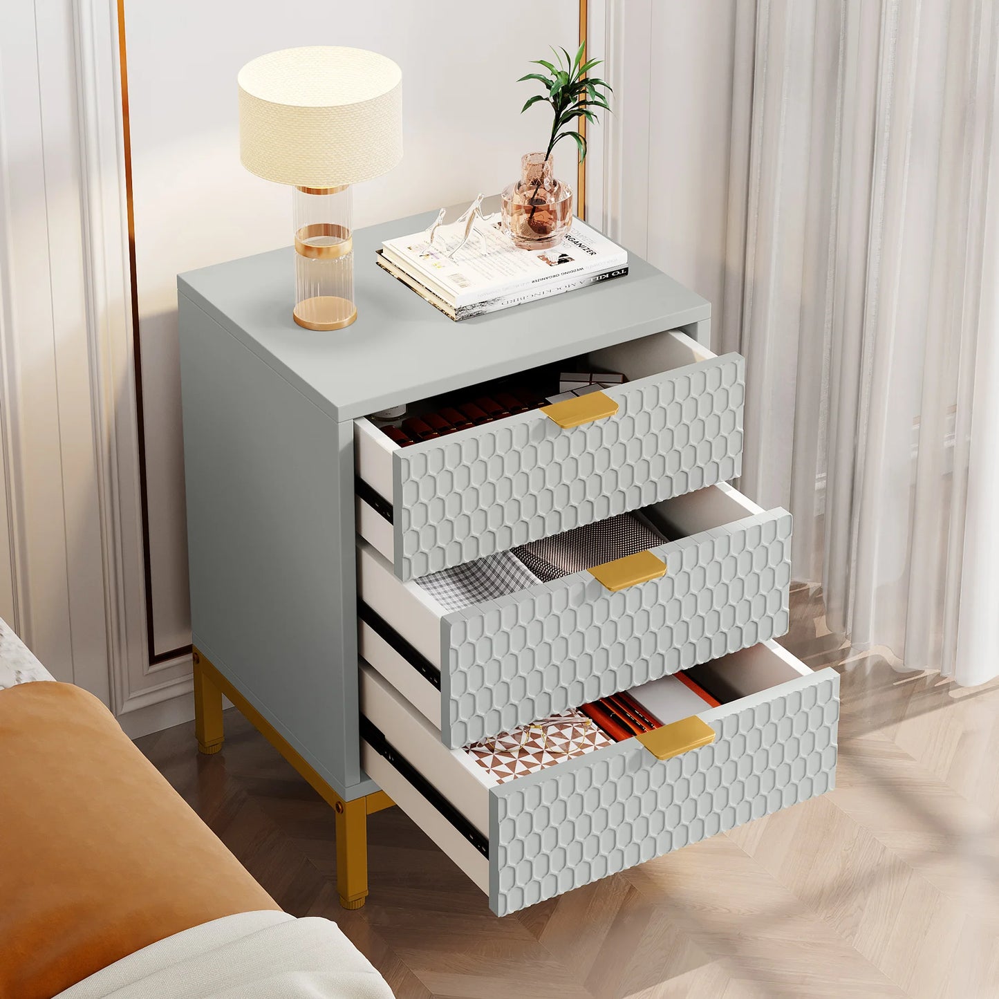Hexagon 3-Drawer Nightstand