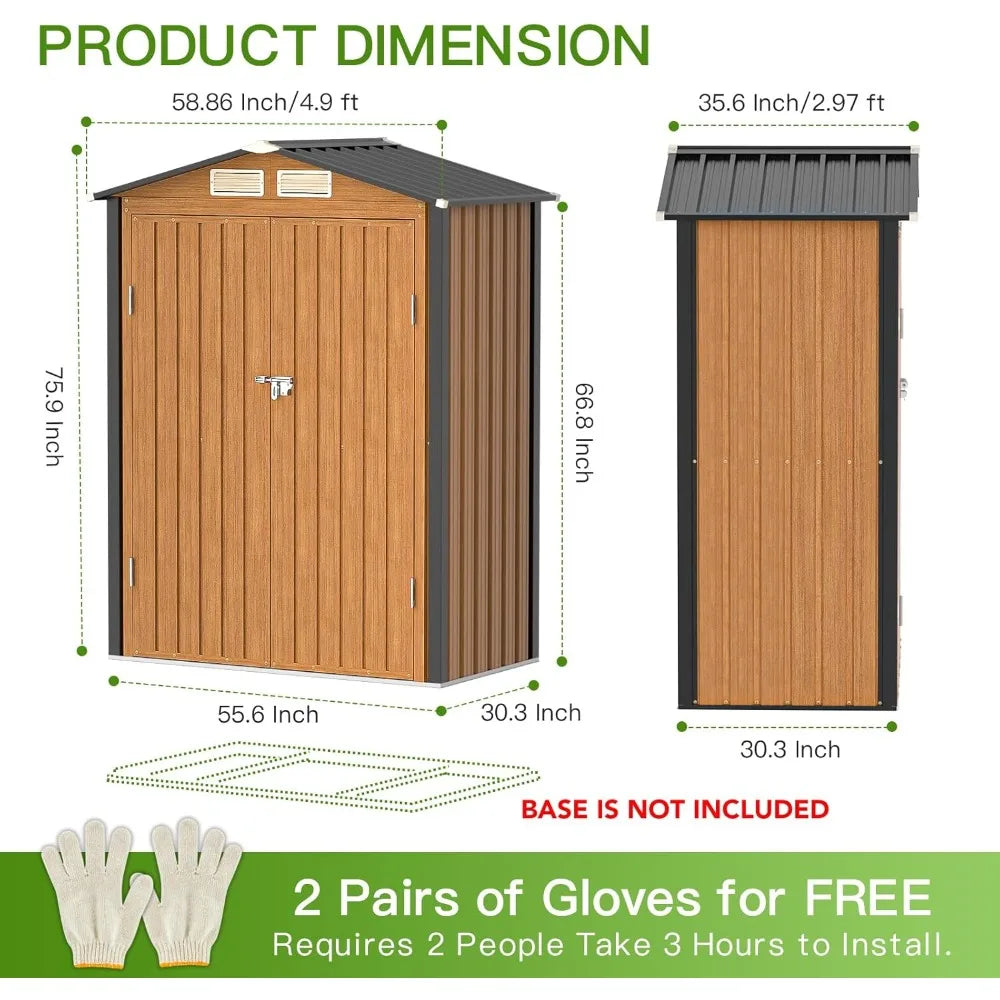 5×3 Outdoor Metal Storage Shed