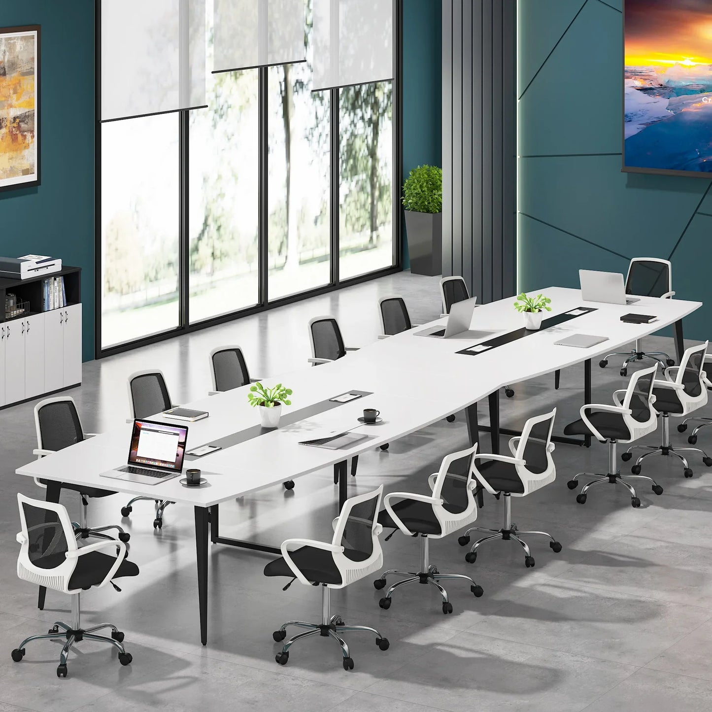 Boat-Shaped Conference Table