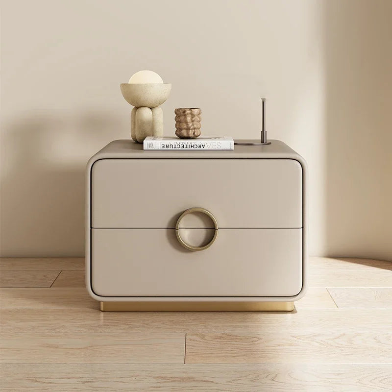 Glamour Modern Nightstand – Minimalist Bedside Table with Drawers and Storage