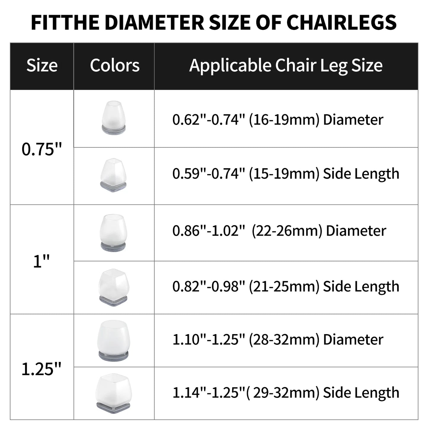 Grey Chair Leg Floor Protectors