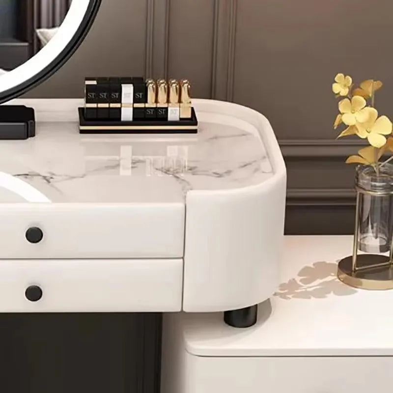 Nordic Vanity Table – Classic European Makeup Desk with Mirror & Stool