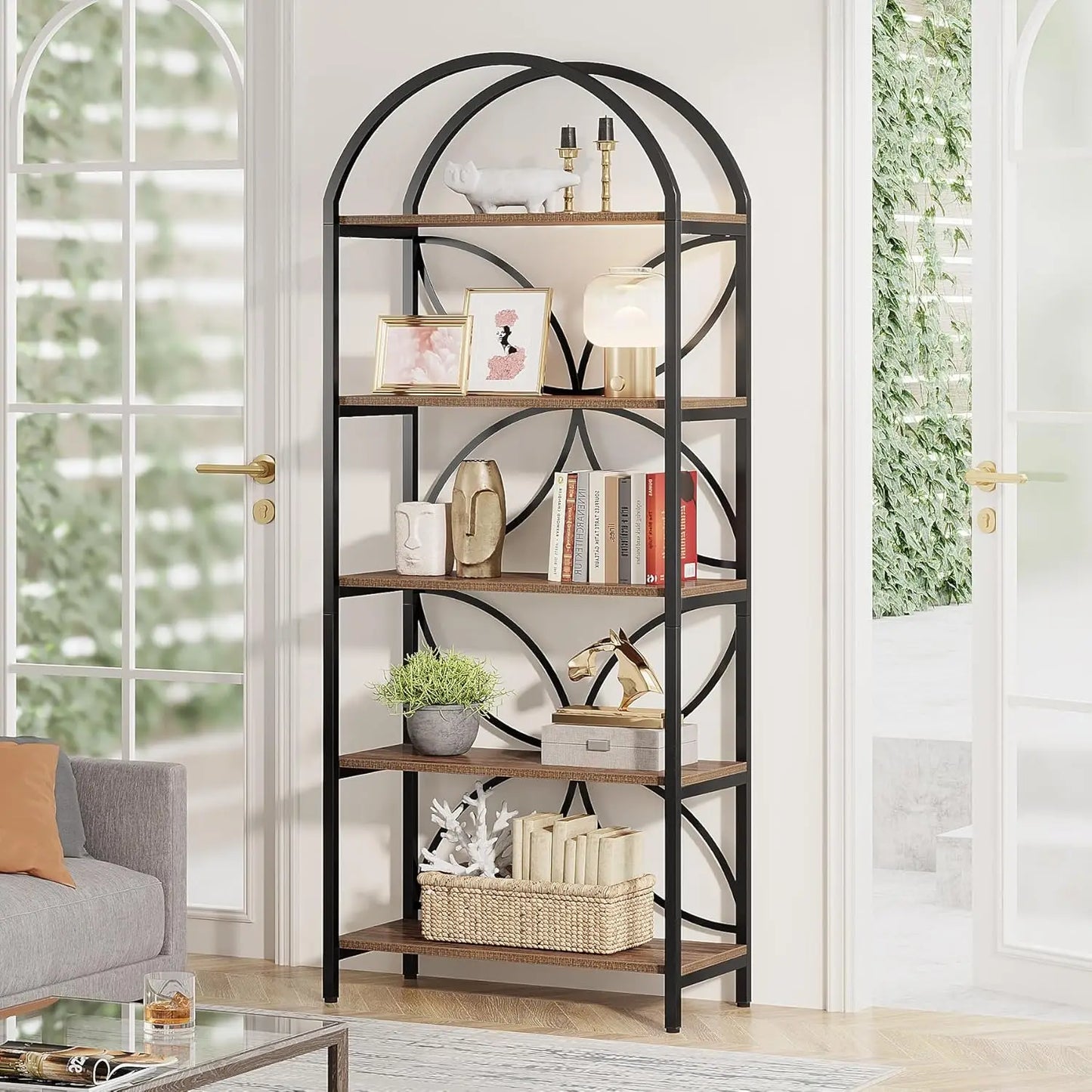 Arched 5‑Tier Bookcase
