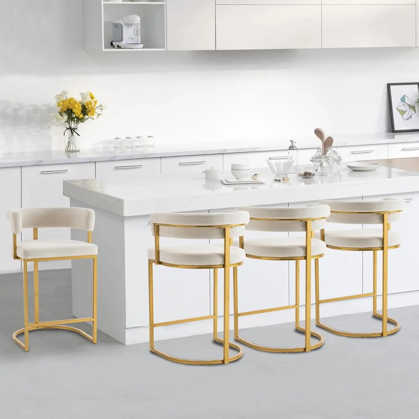 Velvet Barrel Bar Stools