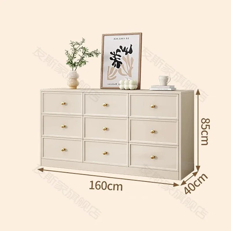 Luxury Cream Dresser Cabinet – Modern Premium Hidden Storage with Vintage Handles
