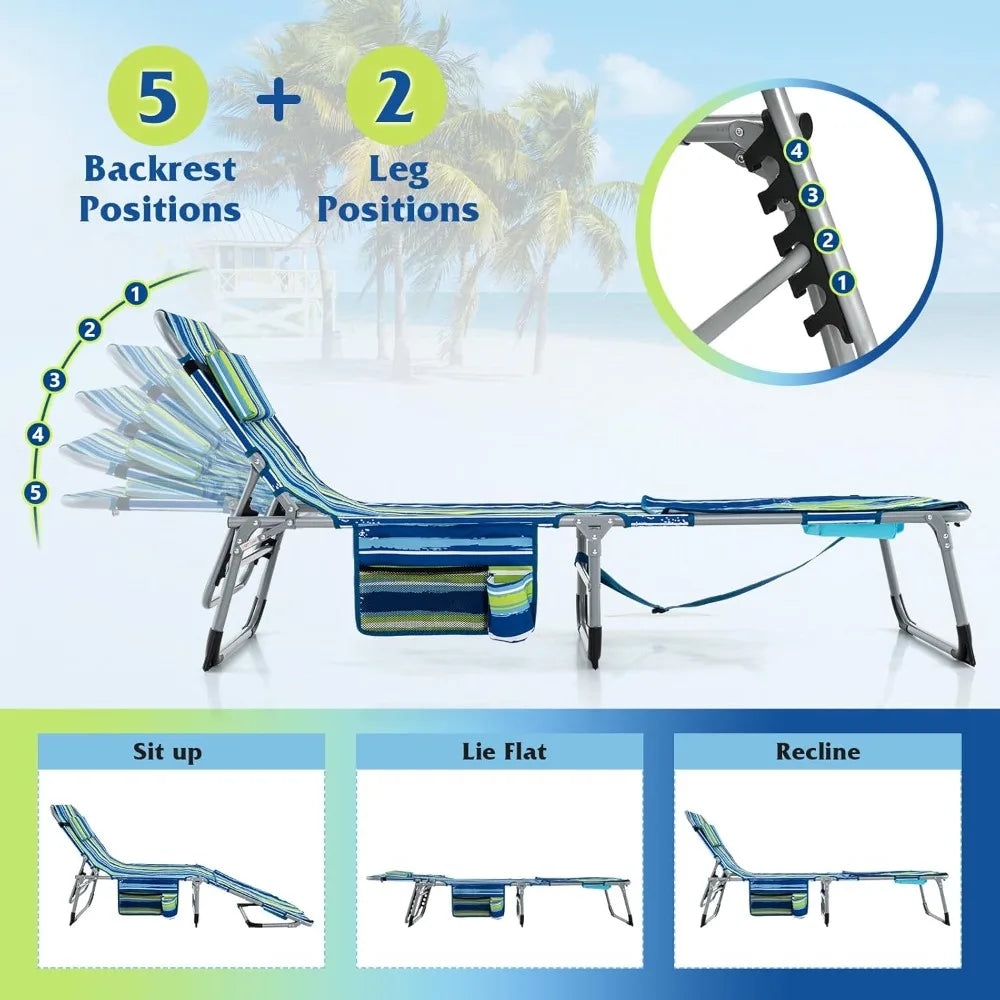 400LBS Folding Tanning Chair – Face Down Sun Lounger with Arm Holes