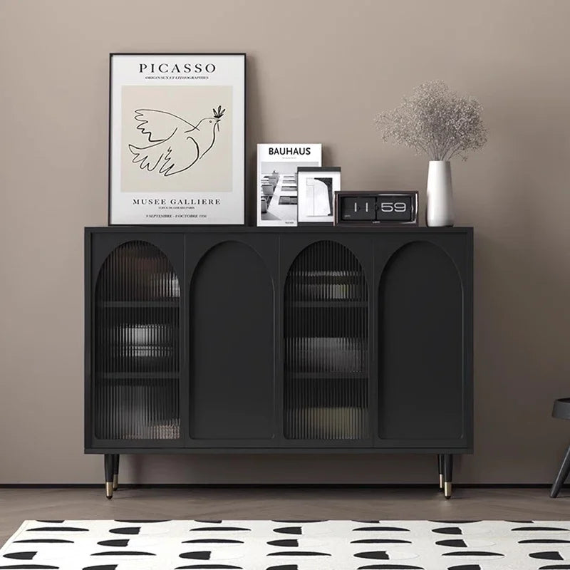 Black Luxury Dresser Cabinet – Minimalist Modern Storage with Hidden Handles and Sleek Drawers