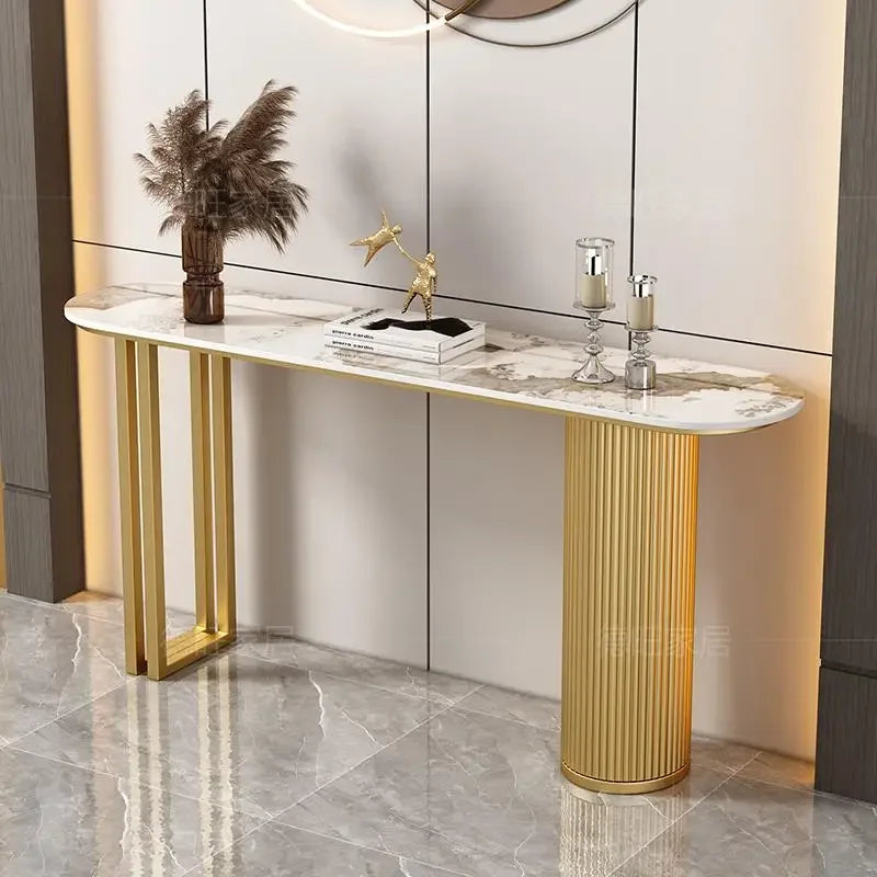 Nordic Midcentury Console Table – Modern Metal Entryway Table for Hallways and Living Room Luxury Décor