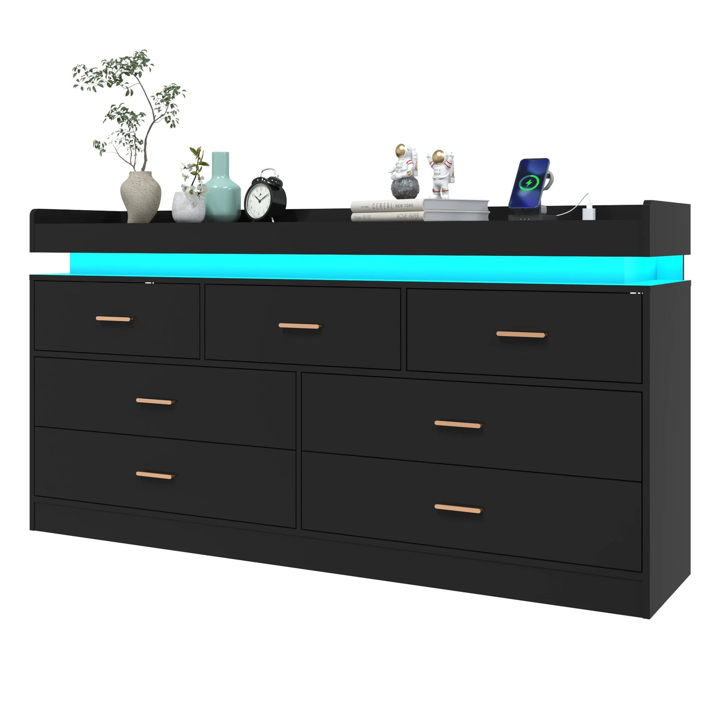 7-drawer chest with LED lighting