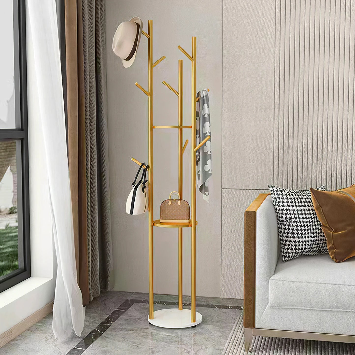 Gold Marble Coat Rack