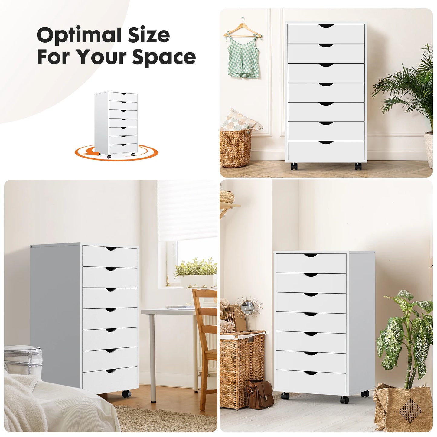 7-Drawer Chest Storage Cabinet with Wheels