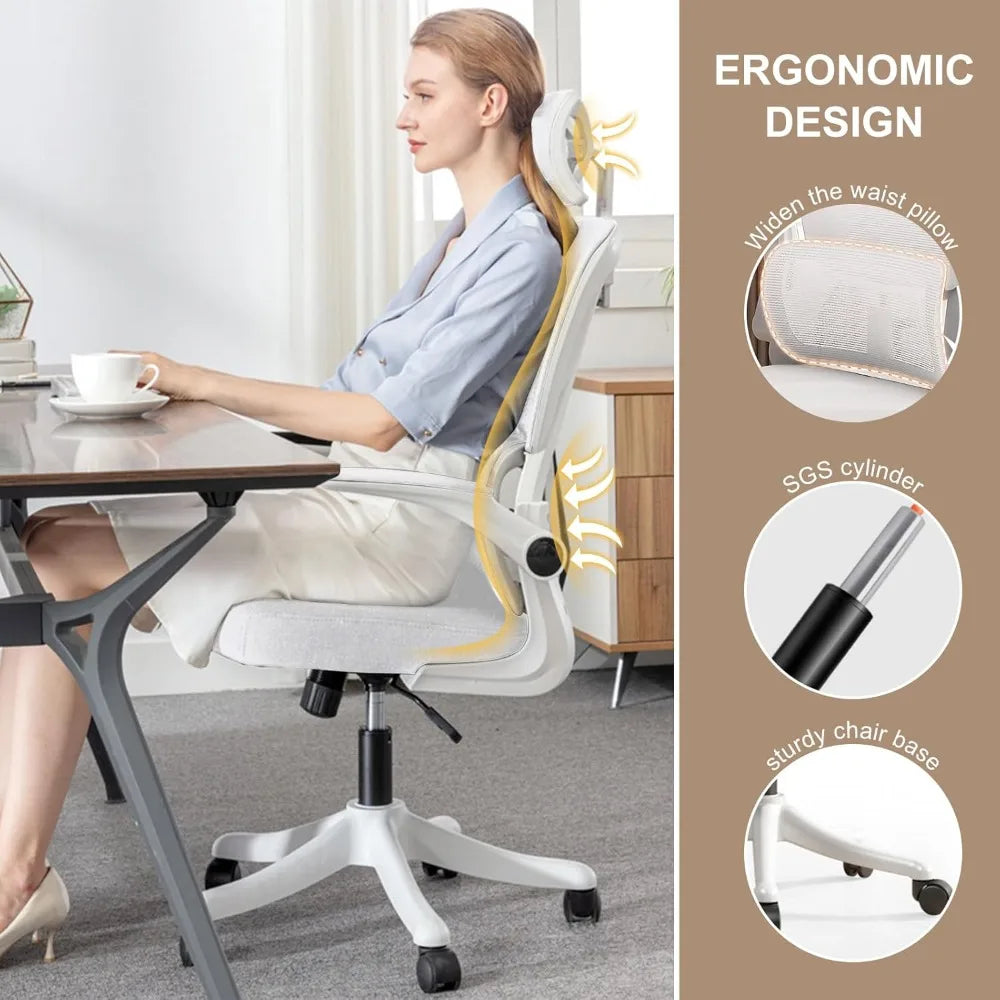 Ergonomic Mesh Office Chair with Flip-Up Armrests