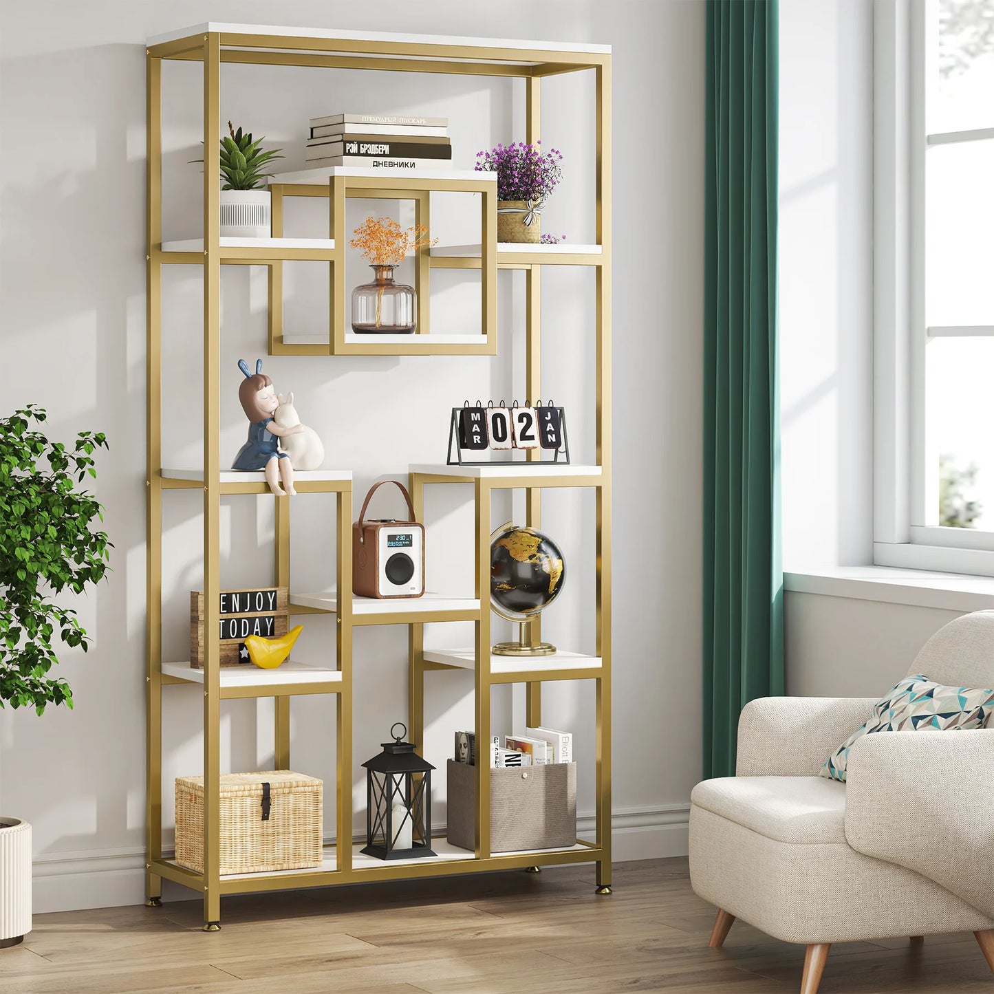 Gold Etagere Bookcase