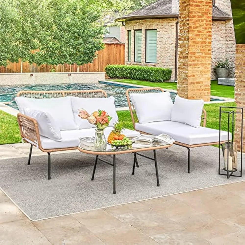 Rope Woven Patio Sofa Set