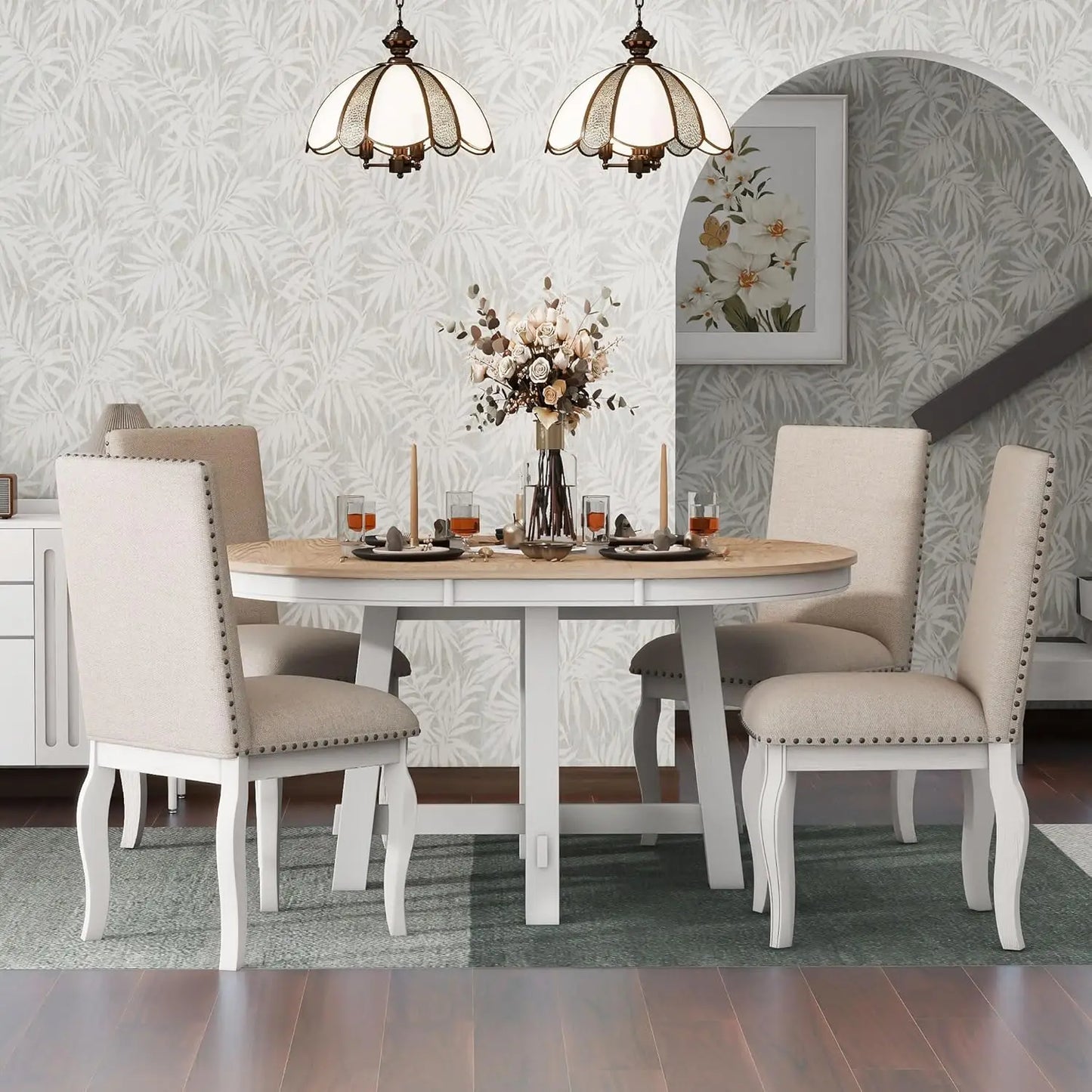 Extendable Round Table Set