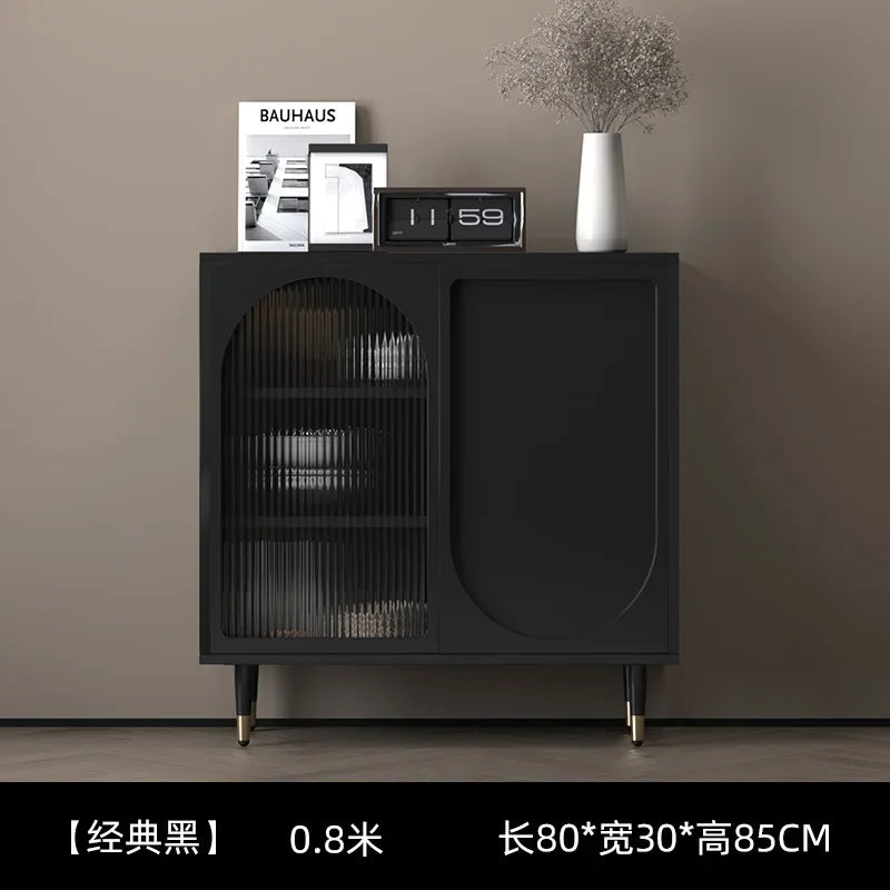 Black Luxury Dresser Cabinet – Minimalist Modern Storage with Hidden Handles and Sleek Drawers