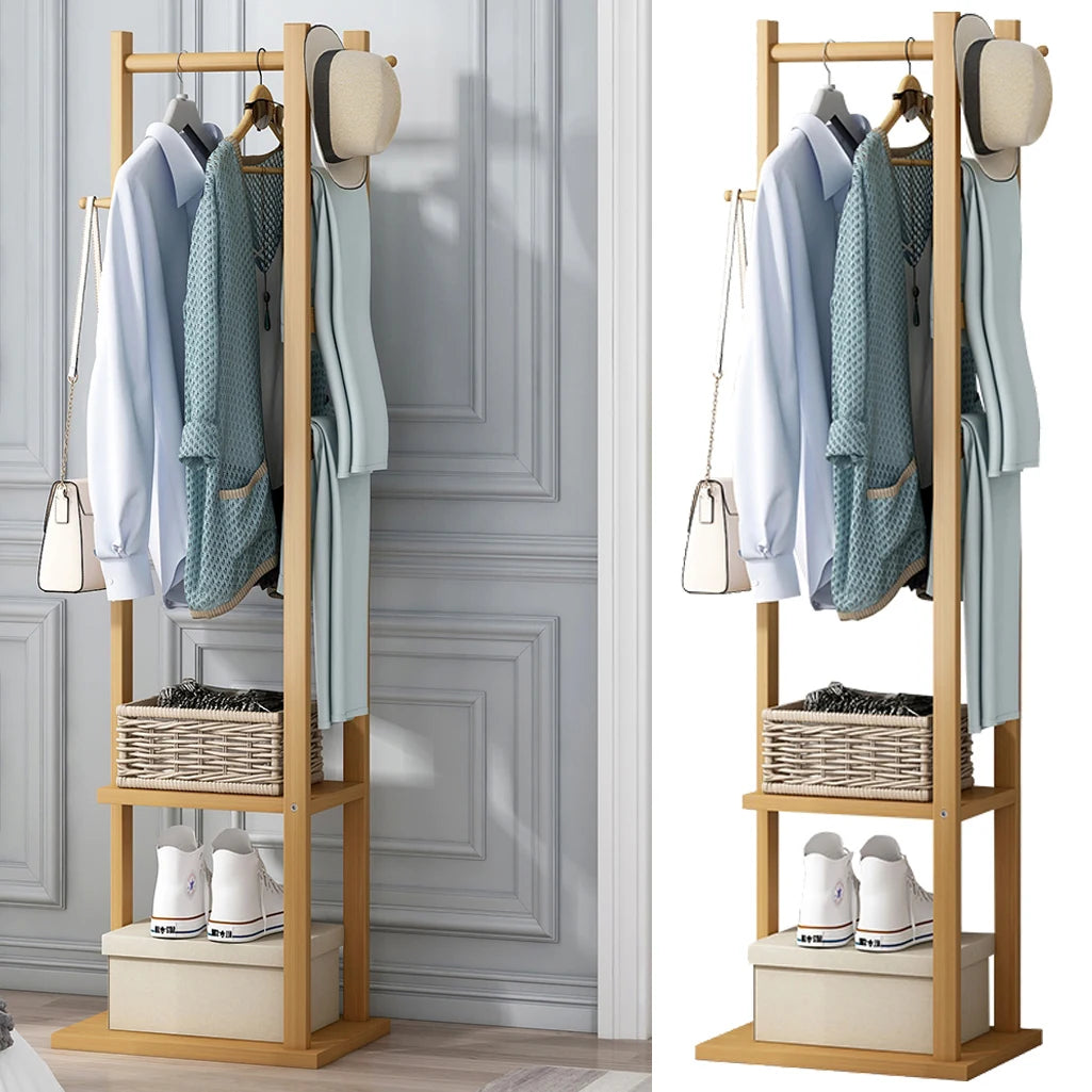 Bamboo Coat and Shoe Organizer Rack