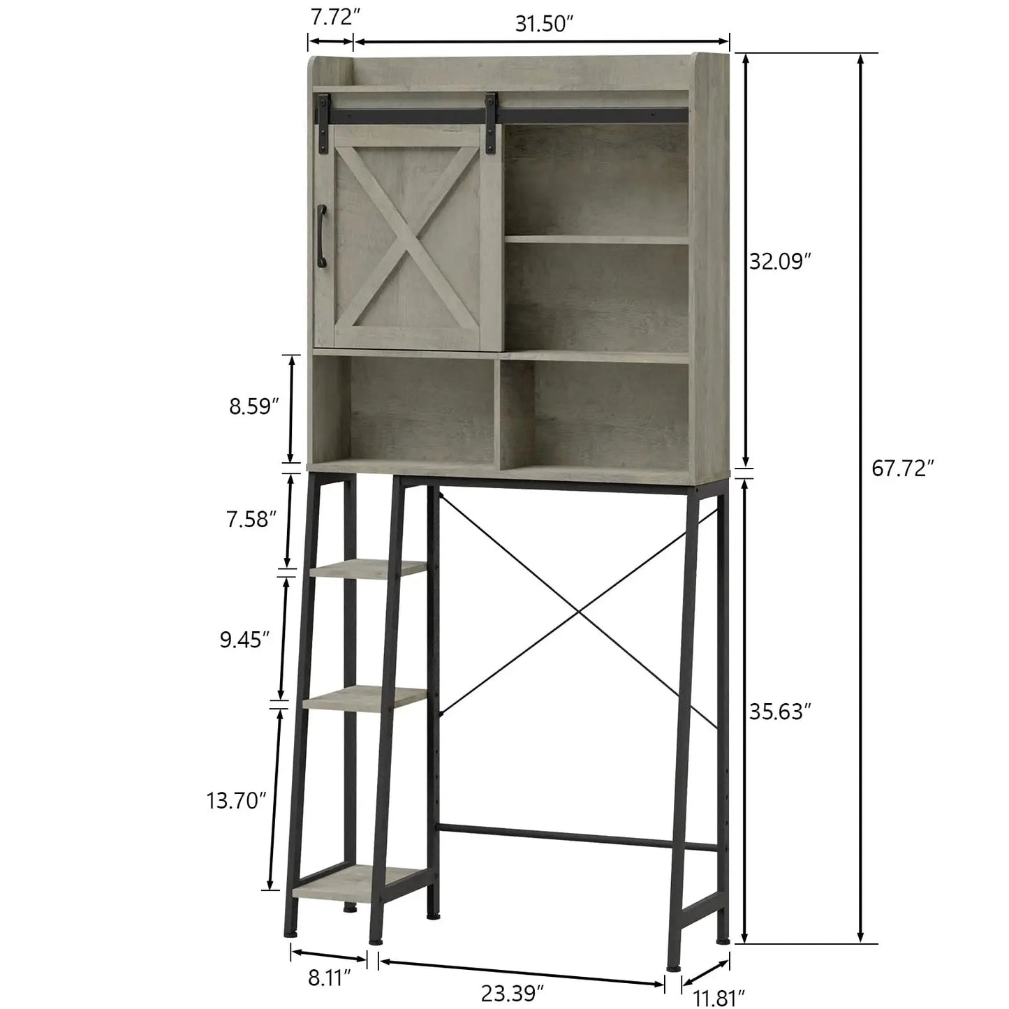 Over The Toilet Storage Cabinet with Sliding Barn Door