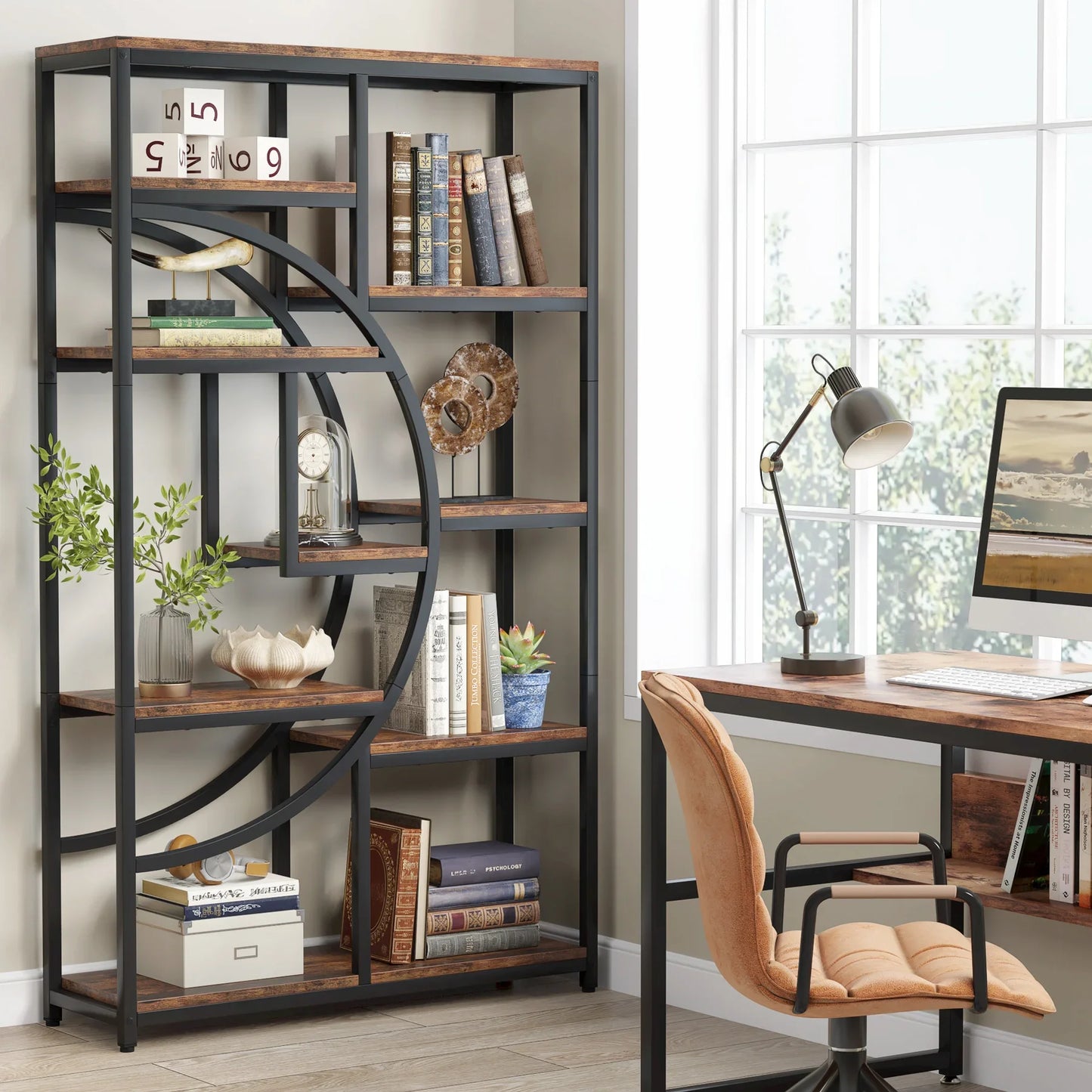 Half‑Moon Etagere Bookcase