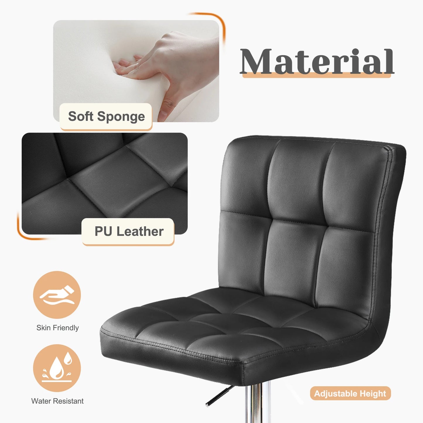 Leather Bar Stools Set of 2