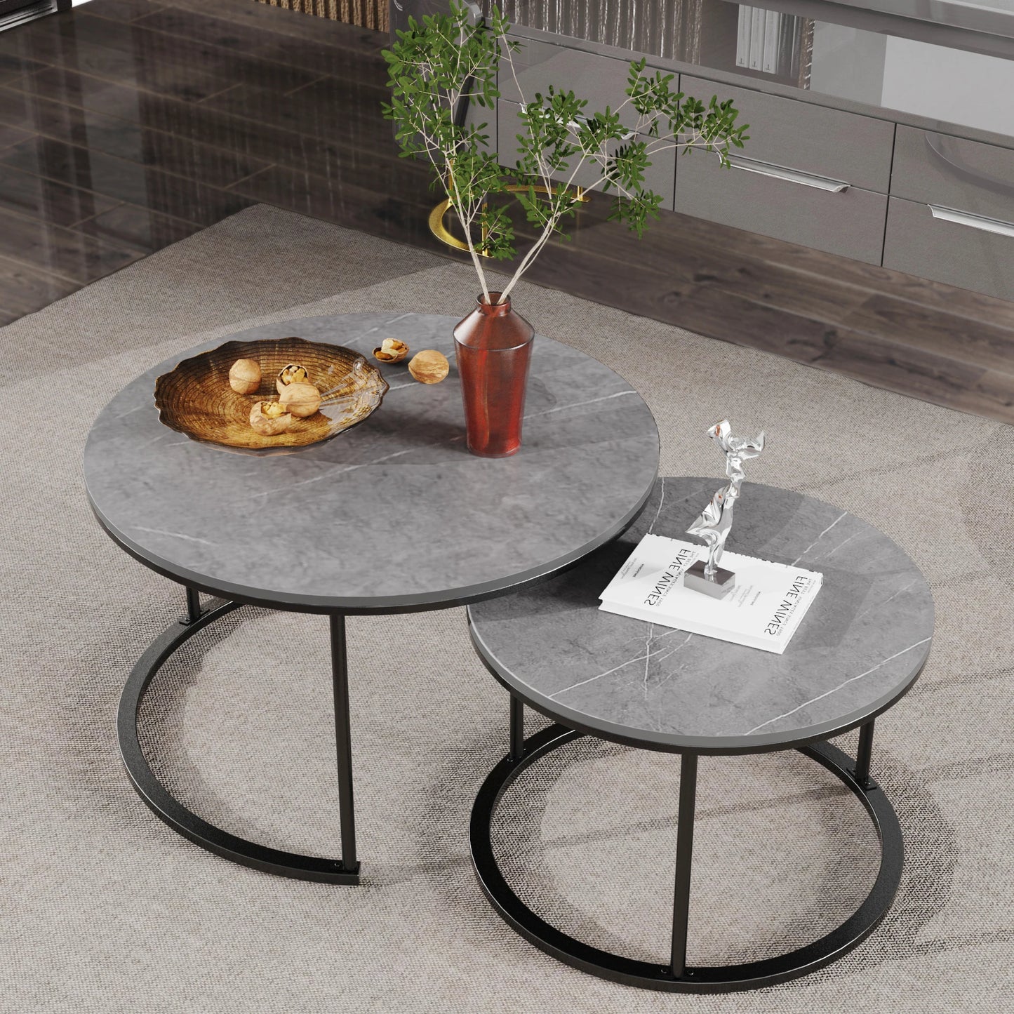 Set of 2 Marble Nesting Tables