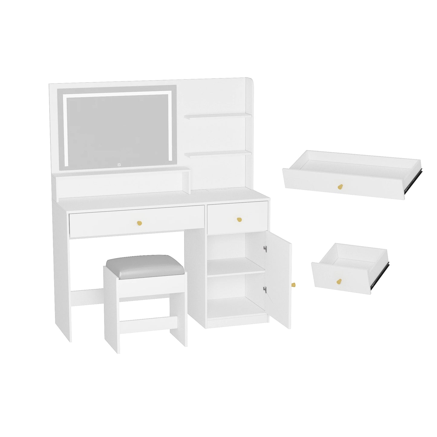 Vanity Desk with Mirror and Lights