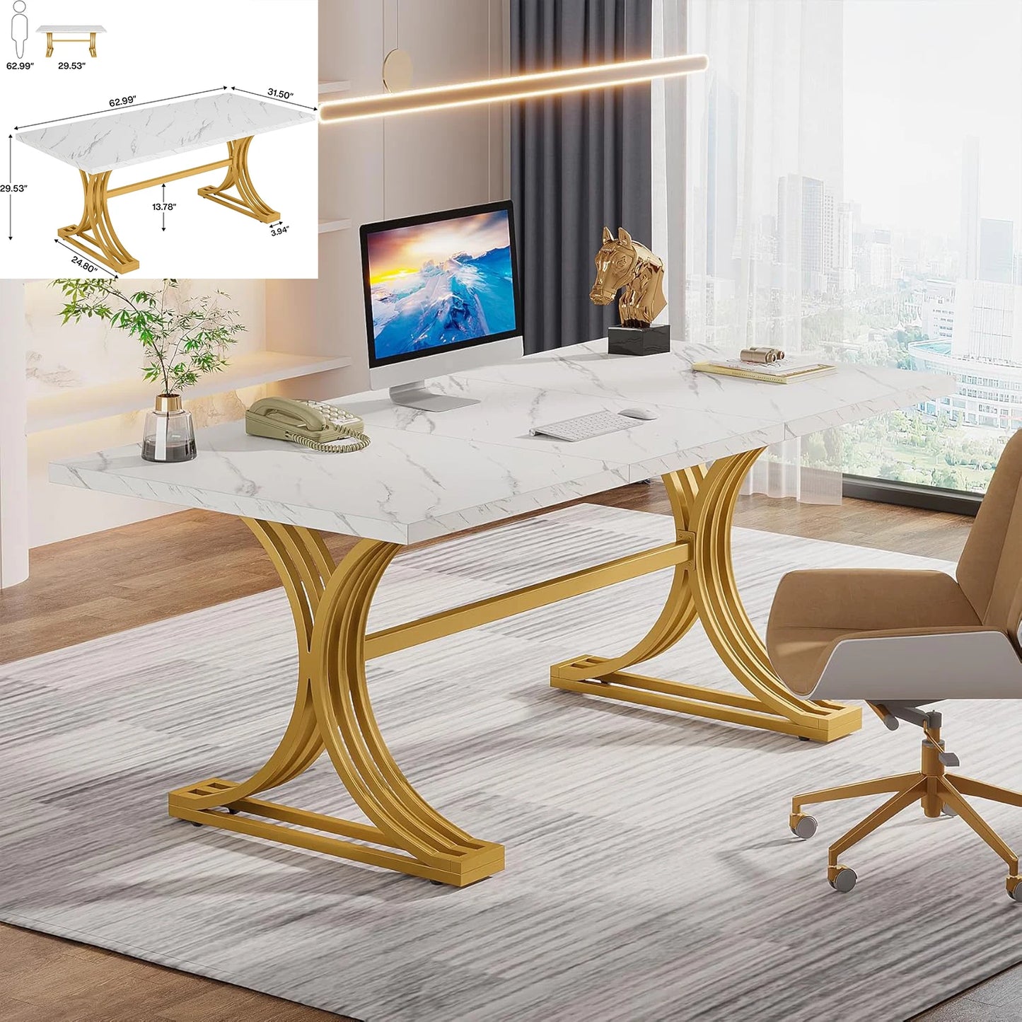 White Gold Computer Desk