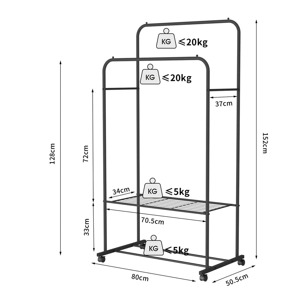 Heavy Metal Double Clothes Rail Rack