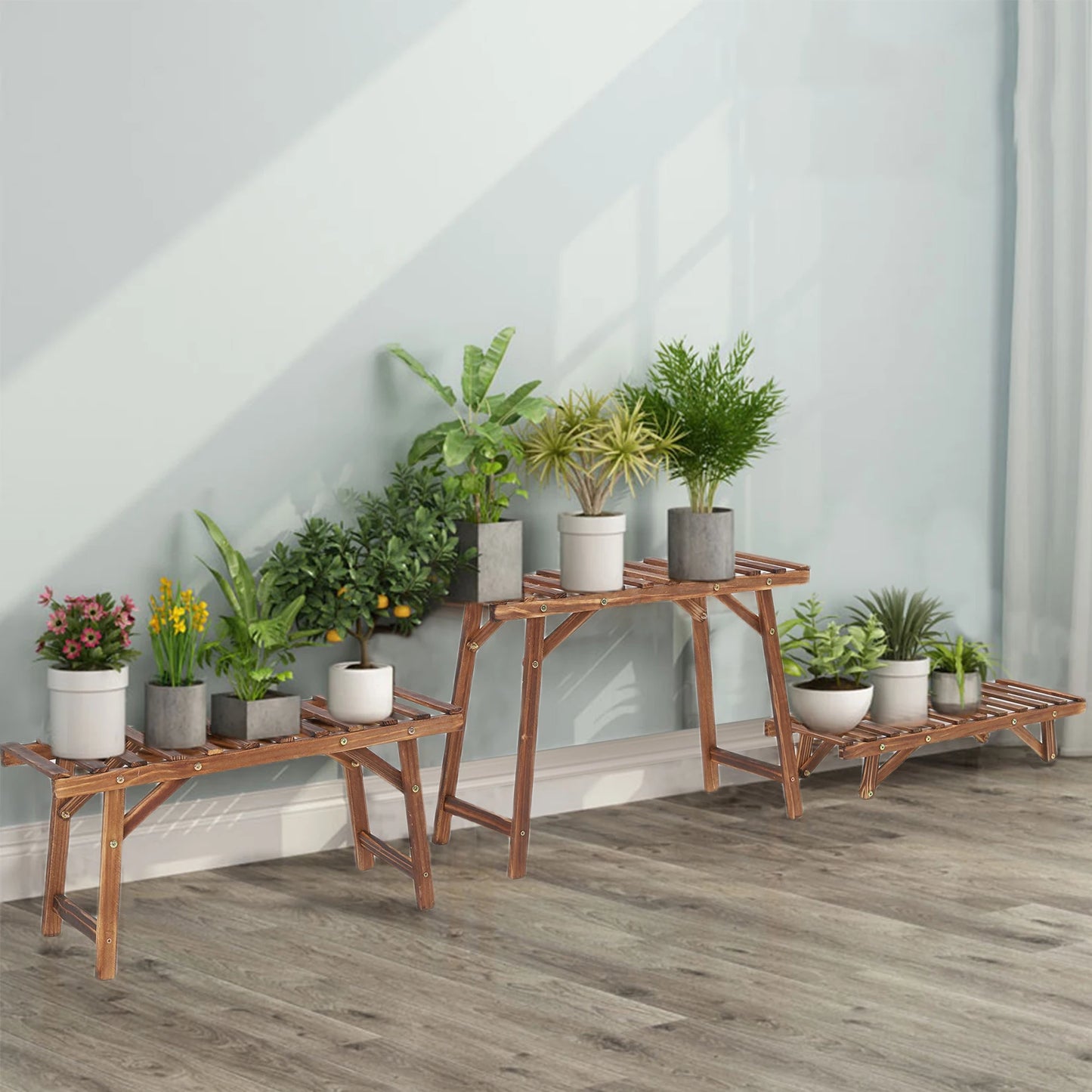 Wood Ladder Plant Shelf