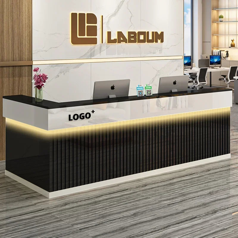 Modern Luxury Reception Desk – Salon Office Counter with Elegant Purpito Style for Commercial Interiors