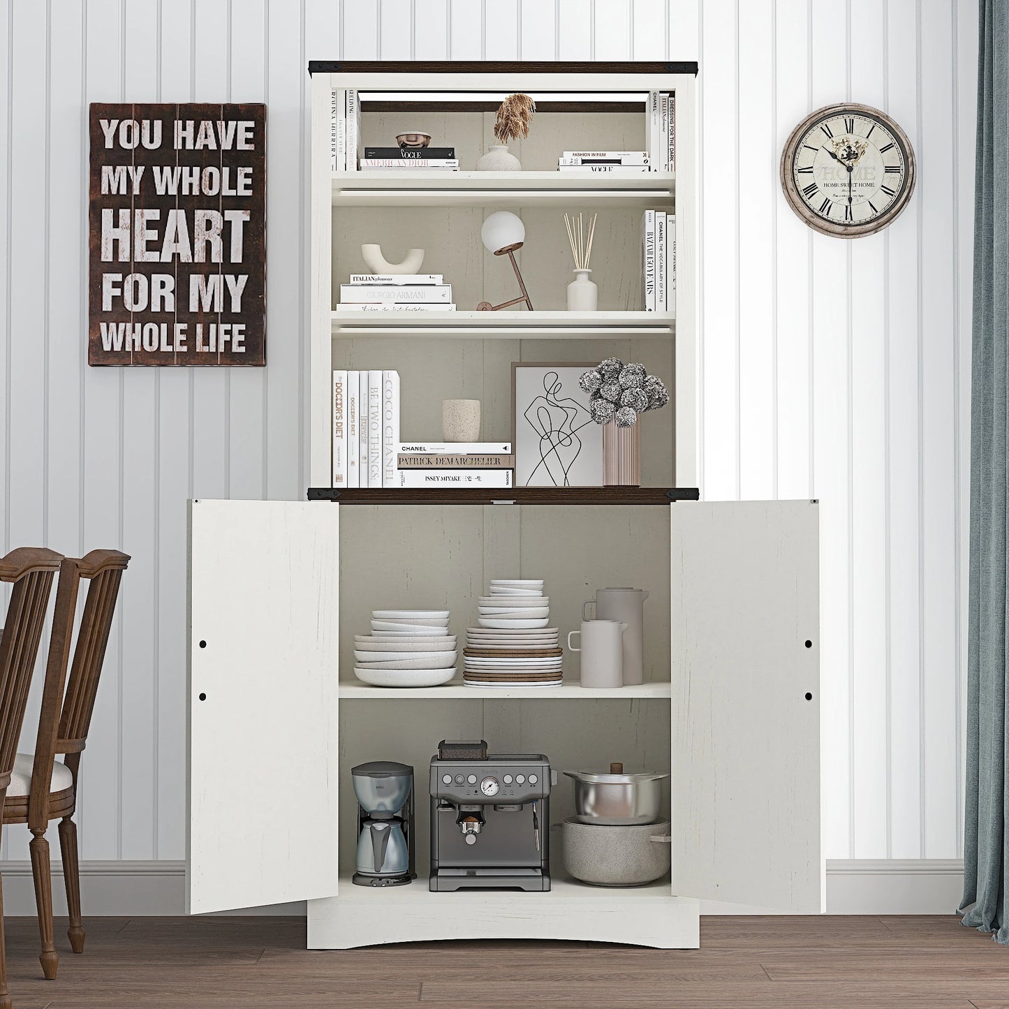 Tall farmhouse storage cabinet